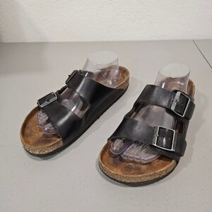 Birkenstock Arizona Black Leather Sandals Straps Unisex EU42 Men 9 Woman 11